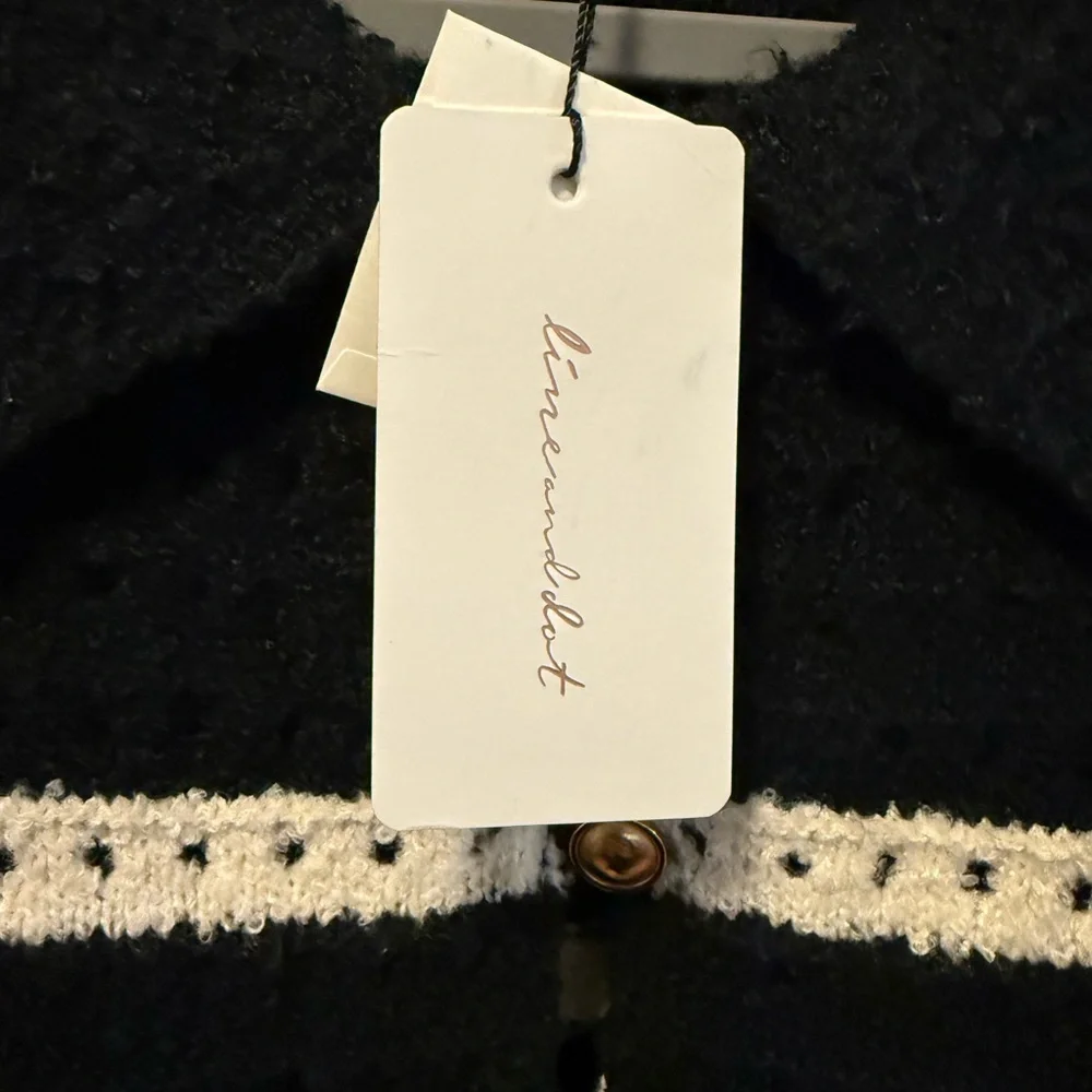NWT Line and Dot Let Me Be Cardigan in Black and Ivory, Size L - Picture 12 of 14